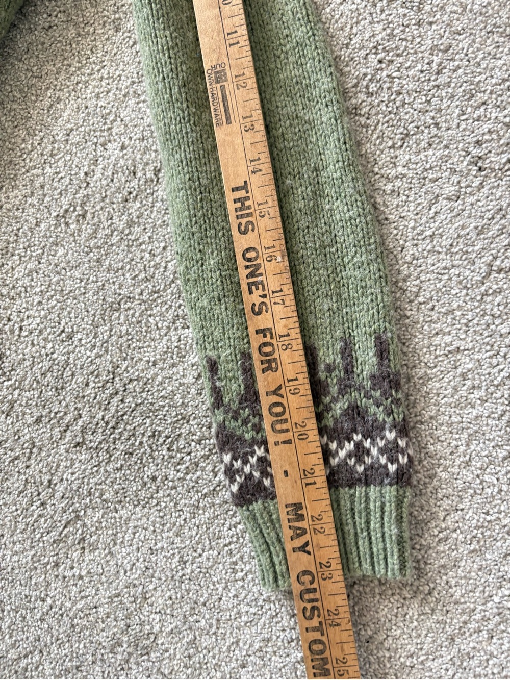 Cambridge Dry Goods Nordic Fair Isle Cardigan Sweater Green Wool Blend Sz M - Picture 6 of 7